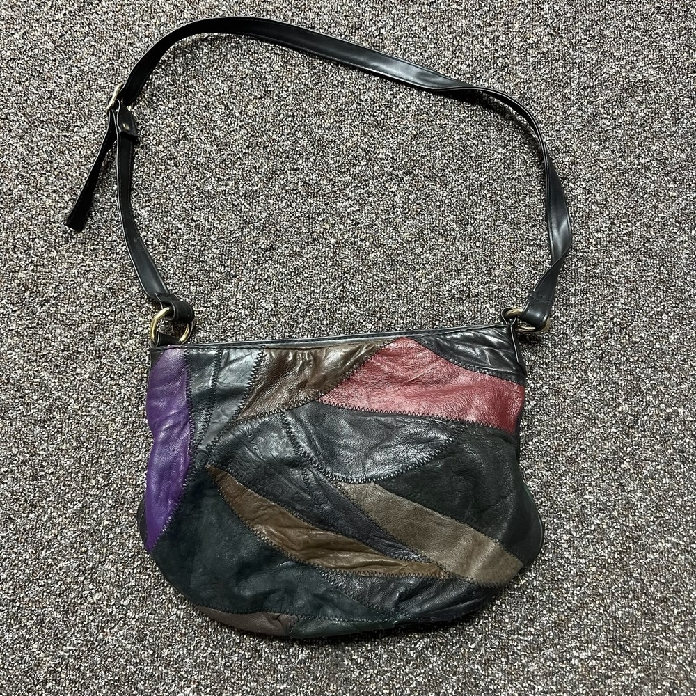Vintage 2000s Patchwork Leather Purse Womans Rare Colorful